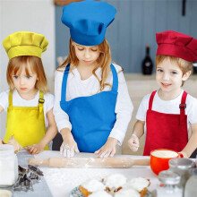 24-Piece Children's Apron and Chef Hat Set, Adjustable, with 2-Pocket Kitchen Apron Apron
