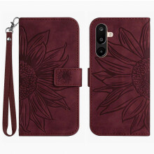 Compatibel voor Samsung Galaxy M36 5G hoesje Zonnebloem opdruk lederen portemonnee telefoonhoes met polsband