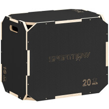Non-Slip Plyo Box, Corner-free Wooden Jump Box, 41 x 61 x 51 cm
