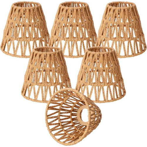 6pcs Natural Rattan Bell Lamp Shades 1
