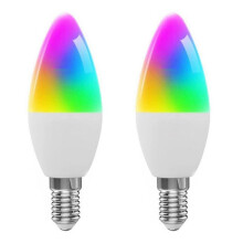 2X Ampoule Intelligente Tuya E14 à Intensité Variable en Spirale à Cinq Voies, Ampoule WiFi RVB, Télécommande et Commande Vocale 9 W