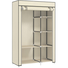 Portable Fabric Wardrobe with 6 Shelves & Hanging Rail
