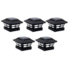 5X Solar Post Cap Lights 2 Verlichtingsmodi LED Deck Fence Cap Lights voor 4X4 Houten Palen Tuindecoratie Warm Zwart