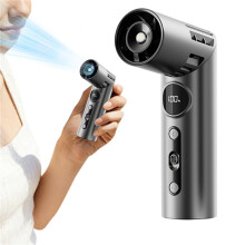 (Black) Handheld Mini Foldable Electric Fan, Digital Display Pocket Fan For Summer Outdoor Daily Use
