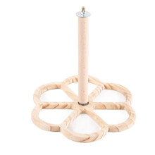 (Style 4) Detachable Solid Wood Rotary Bird Perch, Tabletop Parrot Play Stand With Bells