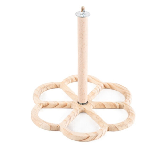 (Style 4) Detachable Solid Wood Rotary Bird Perch, Tabletop Parrot Play Stand With Bells