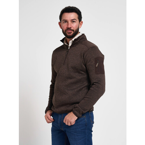 JACK PYKE JACK PYKE Melange Quarter Zip Fleece Long sleeve Brown Fleck Medium 1