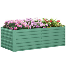 Raised Beds for Garden, Galvanised Steel Outdoor Planters with Multi-reinforced Rods, 180 x 90 x 59 cm, Light Green