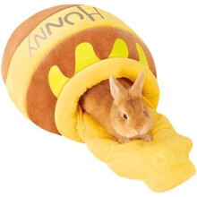 Cat Hideout Bed Memory Foam Pet House with Removable Cushion for Rabbit Guinea Pig,L