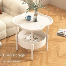 Mesa Auxiliar de Centro de Doble Capa con Almacenamiento, Fácil de Montar para Espacios Pequeños, Dormitorio, Color Verde