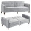 Modern Convertible Sofa Futon Velvet-Touch Tufted Couch Compact Loveseat with Adjustable Split Back, Light Grey 1