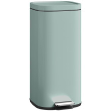 30L Kitchen Bin, Compact Pedal Bin with Soft-Close and Stay-Open Lid, Removable Bucket for Kitchen, Home, Office, Green