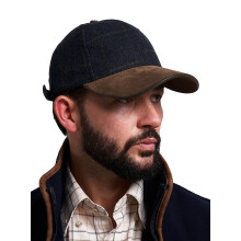 JACK PYKE Lowland Navy Tweed & Brown Peak Baseball Cap Navy