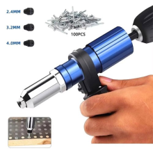 Electric Rivet Gun Adapter Cordless Drill Riveting Tool Kit w 100Pcs M4 Nai