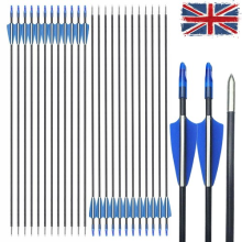 24Pcs 30 inch Fibreglass Archery Arrows Field Hunting & Target Broadhead Tool UK