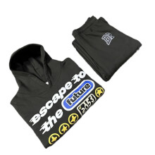 (Black, S Top 1pcs) BrokenPlanet Foam Print Hoodie American Streetwear Hip Hop Unisex Loose Casual High Street