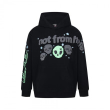(green, XL 1pcs) BrokenPlanet American Trend Foaming Print Fleece-Lined Loose Hoodie