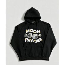 (Gray, 2XL    1pcs) MeiChao BrokenPlanet Foamed Letter Print Autumn and Winter Fleece Lined Casual Unisex Hoodie