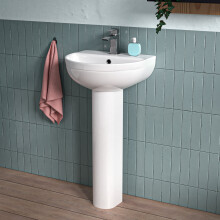 Nes Home White 450mm Modern Round Edge Full Pedestal Basin