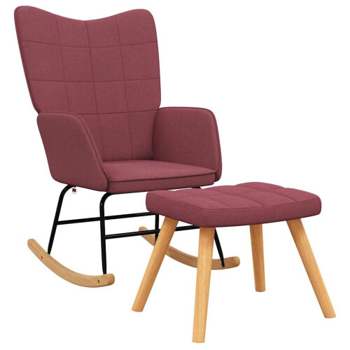 VidaXL vidaXL Schaukelstuhl mit Hocker Stoff Weinrot 1