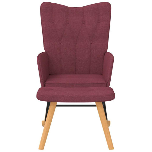 VidaXL vidaXL Schaukelstuhl mit Hocker Stoff Weinrot 2