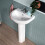 NES Home White 500mm Modern Round Edge Full Pedestal Basin 4