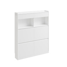 SoBuy Slim White Shoe Cabinet with LED Light