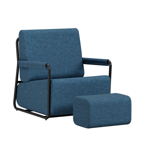 Fauteuil velours avec repose-pieds SoBuy
