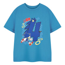 (3-4 Years, Blue) Sonic The Hedgehog Boys I Am 4 Short-Sleeved Birthday T-Shirt