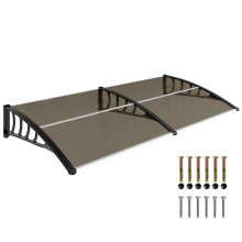 Front Door Canopy, Outdoor Awning, Rain Shelter, 200 x 96cm, Brown
