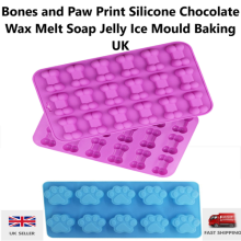 Bones and Paw Print  Silicone Chocolate Wax Melt Soap Jelly Ice Mould Baking UK