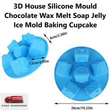 3D House Silicone Mould Chocolate Wax Melt Soap Jelly Ice Mold Baking Cupcake