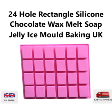 24 Hole Rectangle Silicone Chocolate Wax Melt Soap Jelly Ice Mould Baking UK