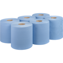 Blue Centre Feed Rolls 6 Pack 2ply 115m Embossed Kitchen Paper Towel Bigger