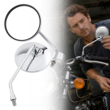 2X Long Stem 10mm Motorcycle Chrome Round Side Rear View Mirrors Rearview Set