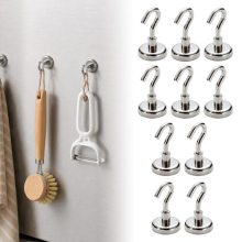 10Pack Magnetic Hooks Strong Magnet Hanger Hold Neodymium Hook Heavy Duty Silver