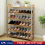 6-Tier Bamboo Shoe Rack - Tall Standing Storage Shelf & Footwear Organizer UK 1