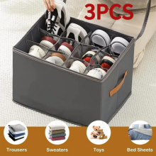 3 Pack Shoe Storage Organiser 12 Pairs Foldable Dustproof Wardrobe Box Set UK