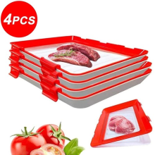 4X Stretch Fresh Storage Tray Vacuum Reusable and Stackable Food Storage Tray