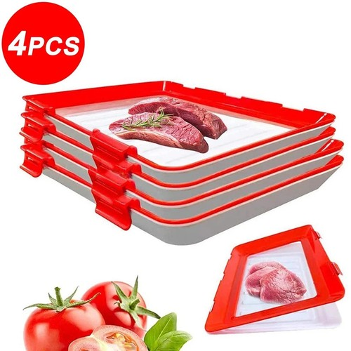 4X Stretch Fresh Storage Tray Vacuum Reusable and Stackable Food Storage Tray