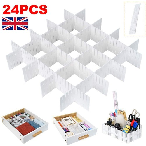 24PCS DIY Drawer Divider Household Storage Organizer Adjustable Draw Separators 1