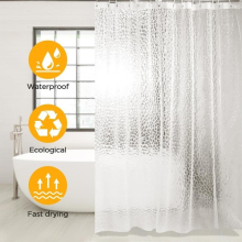 12 Hooks Waterproof Shower Curtain 3D Clear Bathroom Shower Curtains 180*200cm