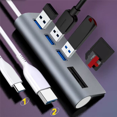 Hub with /TF Card Splitter Type-C/USB for Computer Accessories 5Port USB 2.0 for Laptop  Pro PC Style:A 2