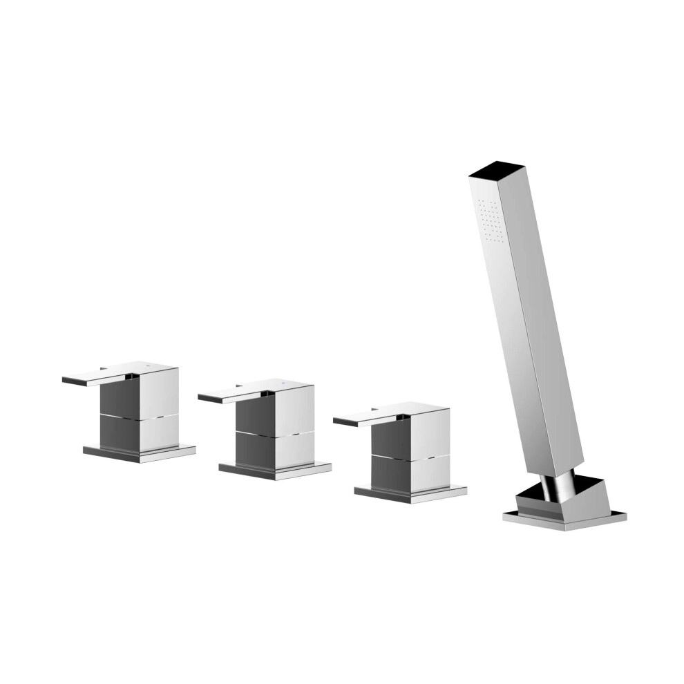 Balterley Betley Deck Mount Square 4 Tap Hole Bath Shower Mixer Tap With Kit Chrome