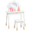 Kids Dressing Table with Mirror, Stool, Drawer, Cloud Design, White 1
