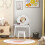 Kids Dressing Table with Mirror, Stool, Drawer, Cloud Design, White 4
