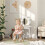 Kids Dressing Table with Mirror, Stool, Drawer, Cloud Design, White 3