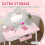 Kids Dressing Table with Mirror, Stool, Drawer, Cloud Design, White 7