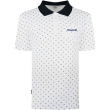 (3XL, White/Navy) Lambretta Mens Target AOP Premium Short Sleeve Cotton Casual Polo Shirt