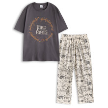 (Small) Lord Of The Rings Short Sleeve Long Leg Pyjama Set (Mens Black)
